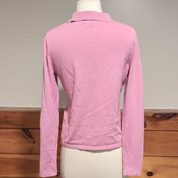 ECI Pink Fitted Long Sleeve Notched Collar Blouse - Picture 3 of 6